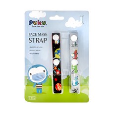 PUKU 藍色企鵝 Color口罩防掉帶 Set, 繽紛圖案口罩帶 安全釘扣, 1.5 x 60cm, 1組