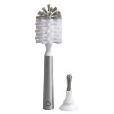 munchkin 滿趣健 不鏽鋼奶瓶刷組, 穩固安心 一刷兩用, 不含BPA, 柔軟尼龍刷毛, 304食品級不鏽鋼刷柄, 1組, 混色