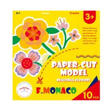 FLOWER MONACO 兒童趣味造型剪紙Set 10張 3歲以上, 花朵 多色, 1組