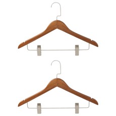 남녀공용 더풀문 클래식 집게 상하의 원목 정장 옷걸이, 혼합색상, 2개