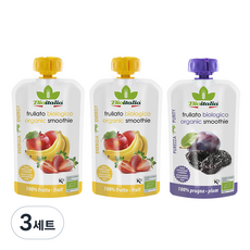 비오이탈리아 유기농 퓨레 패키지 3p 세트 360g, 혼합맛(사과/딸기/바나나), 푸룬맛, 120g, 9개