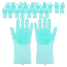 더자카 다용도 실리콘 브러시 고무장갑 양손착용 세트, 민트, 14 x 27 cm, 10세트