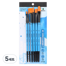 마리에스 시나아트 수채화 붓 혼합 6종 세트 G1146, 2호, 4호, 6호, 8호, 10호, 12호, 5세트