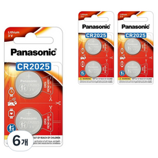 파나소닉 파워세이프티패키지 리튬 코인건전지 CR2025, 2개입, 6개