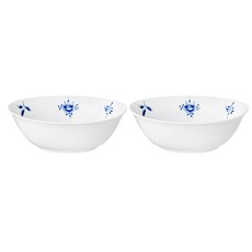 로얄코펜하겐 팔메테 블로썸 딥 오발 볼 그릇, 블루 + 화이트, 2개