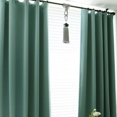 天堂家居 三層素面小窗遮光窗簾, 深橄欖綠