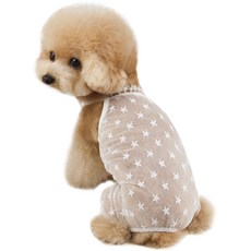 Grooming Dog 寵物防蟲星星圖案背心連身衣, 1個, 白色