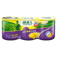 Green Giant 綠巨人 天然無鹽玉米粒罐裝, 198g, 3罐