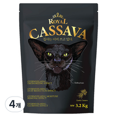 펫스토리로얄 카사바 냄새먹는 고양이 모래 무향, 3.2kg, 4개