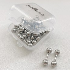 젤루나 써지컬 실버 바벨 볼 피어싱 20p 바 6mm x 볼 5mm + 케이스 세트 P-07-4