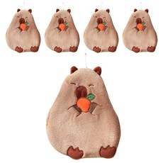 愛北鼻 懸掛式珊瑚絨擦手巾 吃橘卡皮巴拉, 加厚珊瑚絨, 精緻刺繡, 1條, 5條