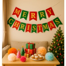 PARTYSHOW 金屬聖誕拉旗 2入, 混合顏色