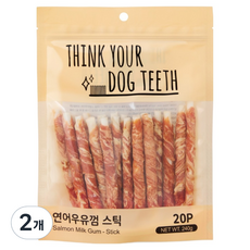 띵크유어도그티 강아지 딩고껌 스틱형 20P, 연어, 240g, 2개 연어, 240g, 2개