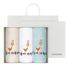 Songwol 松月 玉幸運刺繡3入禮盒組 130g棉紗 + 提袋, 隨機出貨, 1個