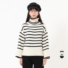 엘쏘 여성용 스트라이프 디자인 터틀넥 스웨터
