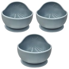 矽膠吸盤蝸牛碗 耐高溫220度 耐低溫-20度 可微波 尺寸11.5cm*9cm, 藍灰色, 3個