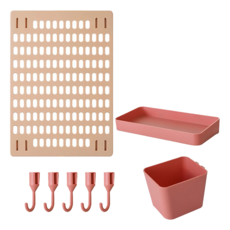 免打孔家用洞洞板置物架 Set 8, 粉色, 1組