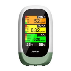 AirRun 空氣品質偵測器 Q10, 全彩超廣角大螢幕, 五合一空氣品質顯示, 全機台灣製造, 1個