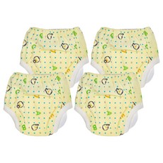 PUKU 藍色企鵝 學步尿布褲 天然棉 透氣舒適, XL(90-100cm), 黃色, 4件