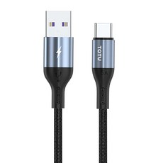TOTU 拓途 Type-C 編織快充線 閃充線 5A大電流 鋁合金外殼 尼龍編織, 0.5m, 黑色, 1條