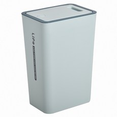 台灣 Life plus 日系簡約 按壓式彈蓋垃圾桶 510g 8L, 迷霧藍, 1個