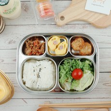 S.U COMPANY 不鏽鋼5格式餐盤, 單色, 2個