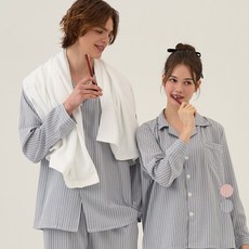 도씨 커플용 실크핏 슬리피 긴팔 잠옷 세트 D-3682 2p