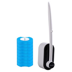 艾仕可 馬桶刷 含海洋香刷頭 Set 8, 壁掛免打孔, ABS材質, 黑色, 1組