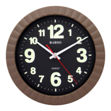 BARSO 太陽格夜光掛鐘 台灣製造 超靜音, 黑色