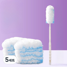 어무드 매직 일회용 먼지털이 롱핸들 + 리필 63~89cm 10p 세트, 화이트(롱핸들), 5세트