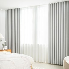 DECOZIO Shadow 雙面遮光窗簾 2件組, 白灰色
