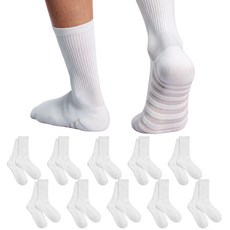 里圖 透氣涼感運動中筒襪, 白色, 10個