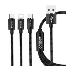 yesido 鋁合金編織一分三數據線 CA60 黑色, 1條