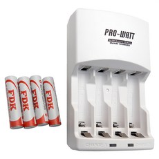 PRO-WATT 華志 日本低自放電池充電組 PW-1236UT-96 附4號電池 x 4個, 1組