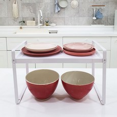 몽뭉 길이조절 주방선반 접시정리대 높음 20 x 26 cm, 화이트, 1개
