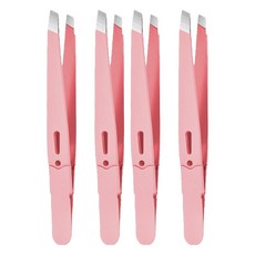 Ellove 粉彩眉毛鑷子 美容鑷子 拔毛夾, 4個, 粉紅色