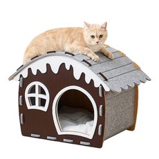 MAILCAT 貓咪多功能毛氈屋, 1個, 黃色 + 棕色