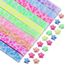 微笑的活動雙面星星折紙多功能紙 夜光星星, 10 種顏色, 210