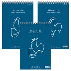 하네뮬레 스케치 스프링형 스케치북 120g HSS06, A4, 3개, 50매