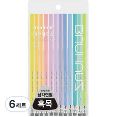 BAUHAUS 파스텔 삼각지우개 연필 HB 12본입, 혼합색상, 6세트