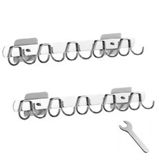 廚房多用途料理工具掛架 2入 + 扳手組, 銀色, 1套