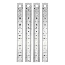 Youngbayoung 不鏽鋼半永久雙面直尺 15cm, 銀色, 4個