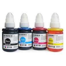 모드팜 캐논 대용량 PIXMA G3910 / G3900 / G2910 프린터 복합기용 호환잉크 4종 세트 GI-990, 검정, 노랑, 빨강, 파랑, 1세트