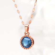 JuriEtte 14K/18K 女性日常倫敦藍金項鍊 + 贈品戒指 + 購物袋