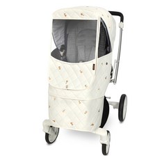Manito 嬰兒車刺繡加墊防風罩, 1入, Little Pear Cream