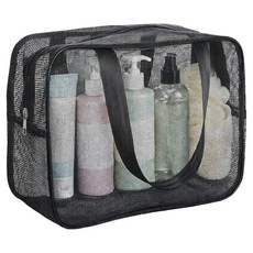 알파커머스 다용도 매쉬 물빠짐 세면가방, 블랙