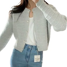 女款復古小香風圓領針織外套 聚酯纖維