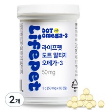 라이프펫 반려동물 CSP용기 도트 알티지 오메가3 3g, 2개, 피부/피모, 60정