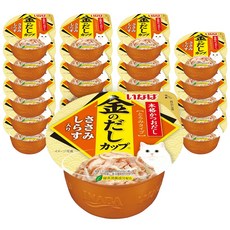 이나바 고양이 금빛육수컵 간식캔, 혼합맛(닭가슴살/치어), 70g, 24개