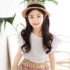 키즈레시피 여아용 통기성 나비셔링 박스 티셔츠